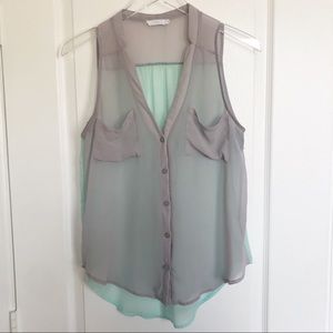 LUSH Sleeveless Button Down Sheer Blouse Size XS